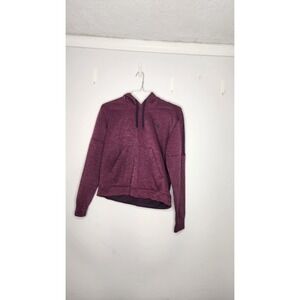 Adidas Womens Hoodie Sweatshirt Heathered Purple Fleece Hooded Pullover Large